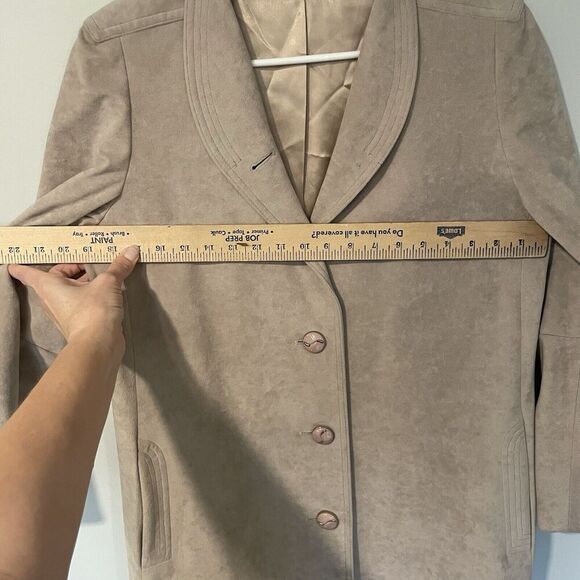 Skin Gear Vintage Non Leather Suede Trench Coat Button Tan Small Womens READ - Picture 6 of 13